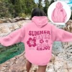 pink palm puff hoodie