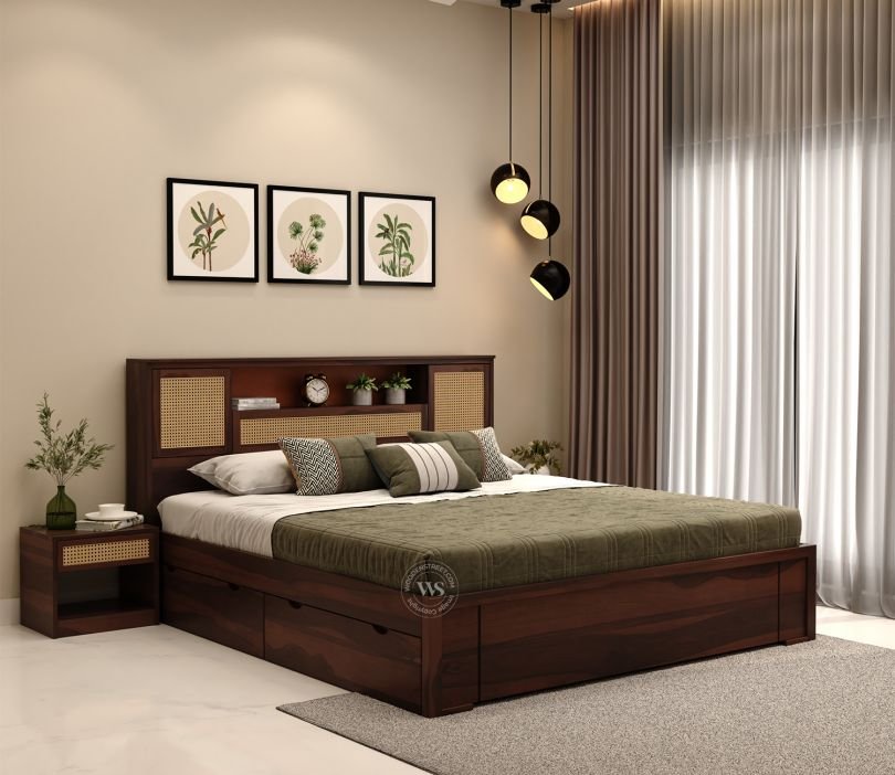 Headboards that Make a Statement: Wooden Street Bed Design for Elegance