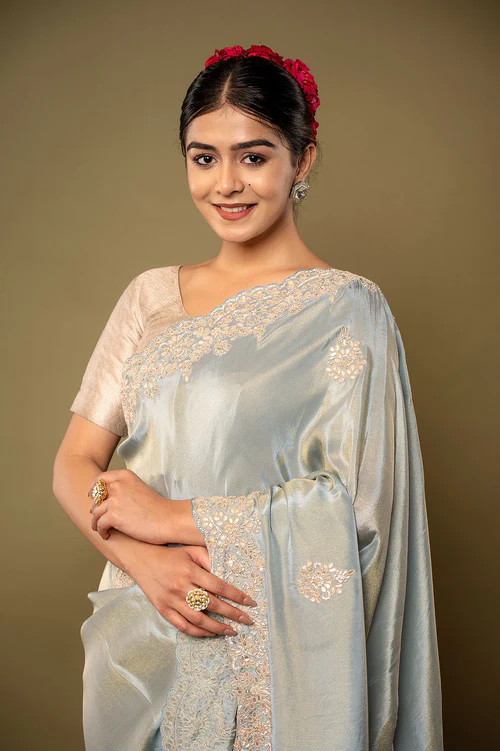 Cream Colour Tissue Saree – Elegance and Grace Redefined
