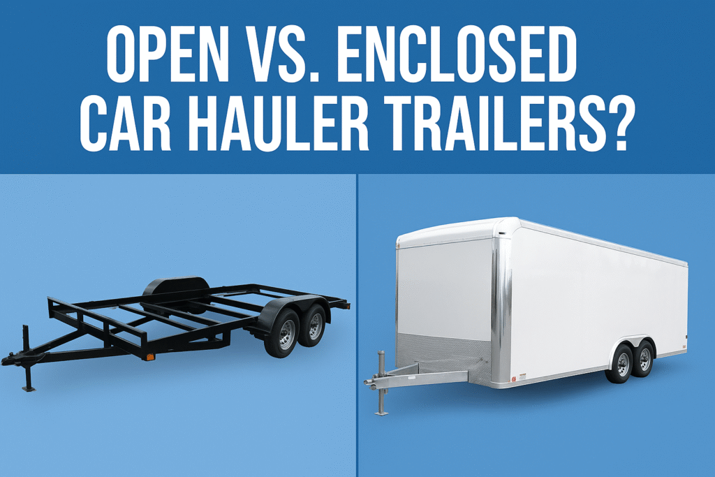 open car hauler trailer and an enclosed car hauler trailer