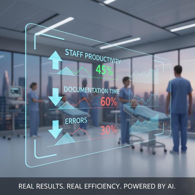 Nurse using AI medical scribe with PointClickCare