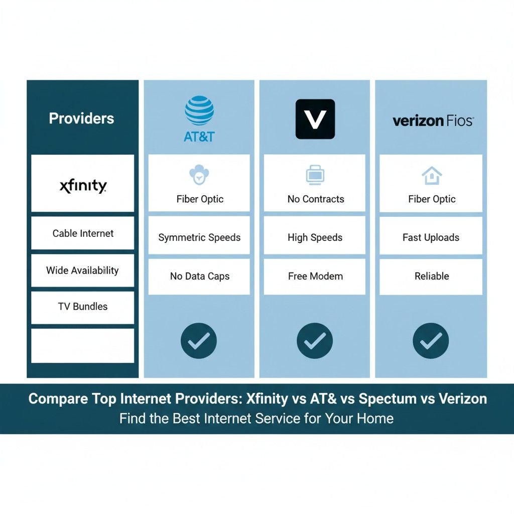 Xfinity vs AT&T vs Spectrum vs Verizon Internet Comparison