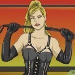 Illustration showing a confident woman holding a whip, symbolizing communication and confidence when people talk about BDSM