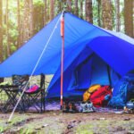 A campsite with camping gear in the Philippines