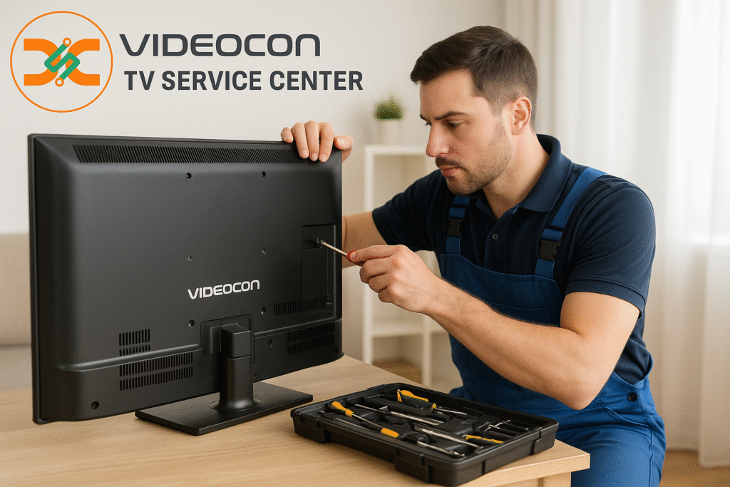 Does the Videocon TV Service Center offer a warranty on repairs?
