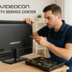 Does the Videocon TV Service Center offer a warranty on repairs?